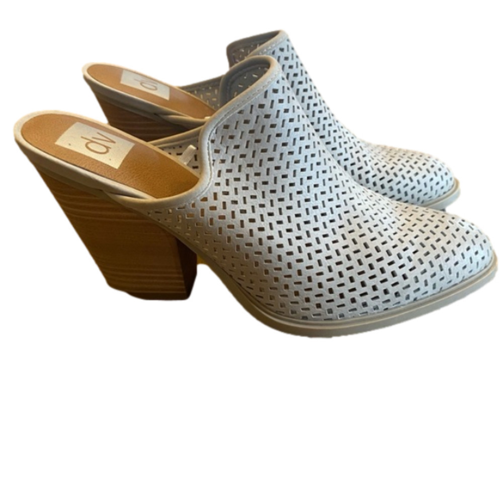 DV DOLCE VITA Kenli Laser Cut Mule Booties Block Heel Taupe Women Size 8.5 - Picture 6 of 12